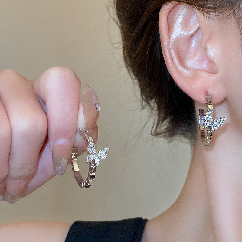 Twisted Square Metal Hoop Earrings - view 2
