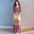 Women's Summer Chinese French Short Sleeve V-Neck Printed Dress + Skirt 2026 - 1-1#