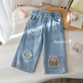 Girls' Kitty Embroidery Jeans - Spring/Fall