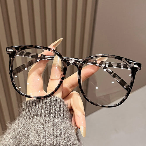Big Frame Anti-Blue Plano Women Can Fit Prescription Personality Retro Glasses Square Frame Bare Face Wear Jewelry Glasses Frame