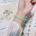 新中式玻璃仿玉冰透叮当镯圆条粗款闺蜜小众古风气质百搭粗款手镯