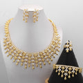Export Full Diamond Crown Bride Starry Sky Round Crystal Necklace Bracelet Set Earrings Ring Set Middle East Wedding Accessory