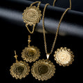 Overseas 18K Gold Light Luxury Niche Round Ring Lace Trim Necklace Bracelet Set Earrings Ring Versatile Women Jewelry Set