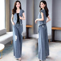 Summer Fashion Elegant Wide Leg Pants 2-Piece Set