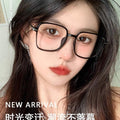 Big Frame Stud Blue-Light Glasses Women Influencer Bare Face Trendy Style Finish Item Factory Wholesale Prescription Anti-Blue-Light Myopia Glasses