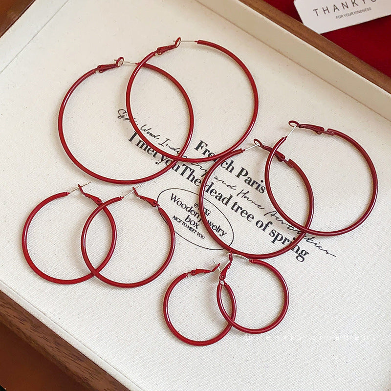 Minimalist Round Geometric Hoop Earrings - view 4