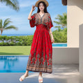 Women's Summer Chinese French Short Sleeve V-Neck Printed Dress + Skirt 2026 - 1-1#