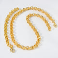 Western Thickened 3D Necklace Coated 18K Gold Long Wall Pattern Band Mutual Clasp Bracelet Necklace Set Overseas Wholesale