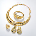 EU/US Import 18K Crescent Set Inlay Cubic Zirconia Contour Statement Necklace Bracelet Set Earrings Ring Wedding Women Set