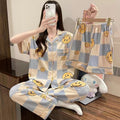 Women's Summer Japanese Short Sleeve Cardigan + Pants 3-Piece Set 2026 - 3-Piece Set Cardigan Apricot