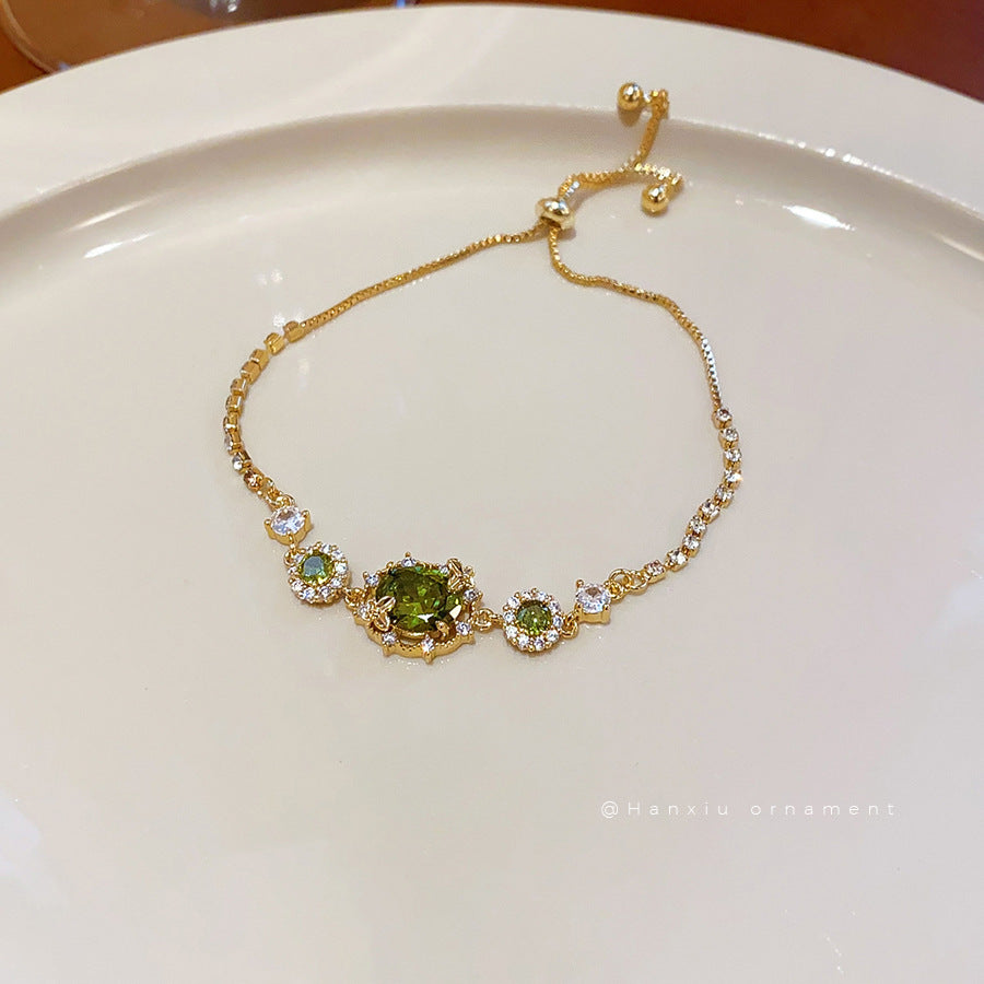 14K Gold-Plated Oval Rhinestone Adjustable Bracelet - view 4