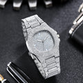 Western Hip-Hop Motif Fashionable Full Diamond Unisex Watch Square Large Gold Watch Fashionable Trendy Steel Band Quartz Watch