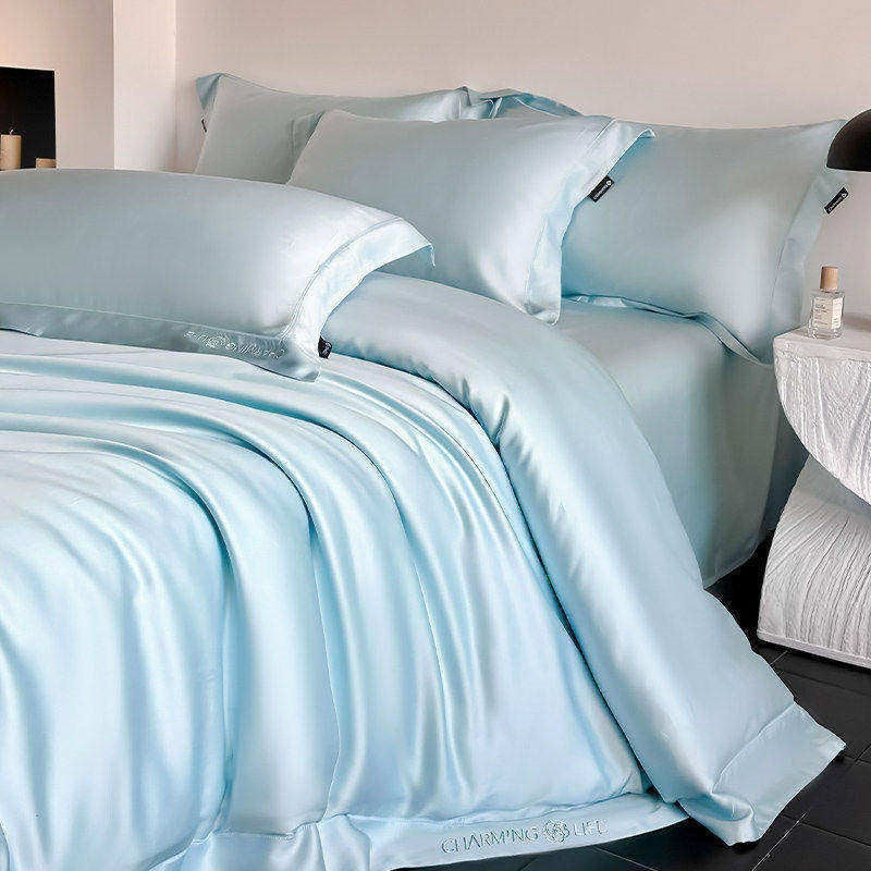 Light Ocean Blue Cooling Fabric 4-Piece Bedding Set - view 3