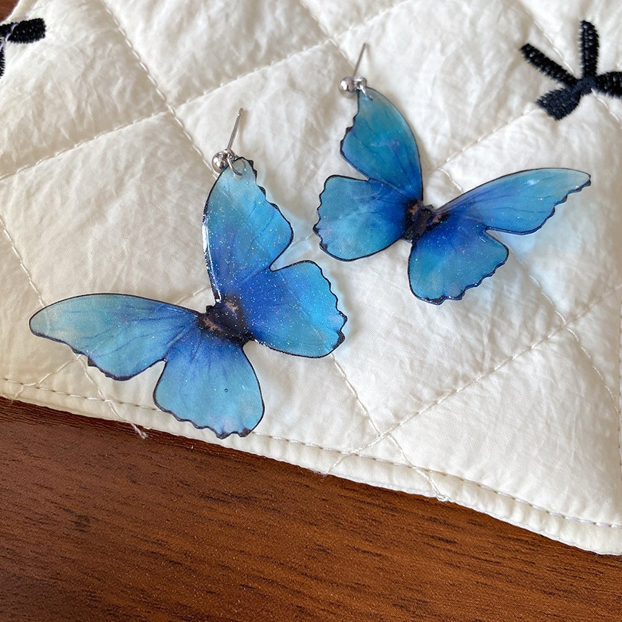 Klein Blue Butterfly Geometric Stud Earrings - view 3