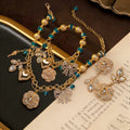 Vintage Rhinestone Flower Stud Fashionable Personality Accessory Set Imperial Western Retro Elegant Drop