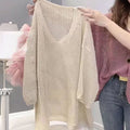 Women's Spring-Summer Fashion Relaxed Hollow-Out Lightweight Loose Knit Top 2026 - Rose Pink