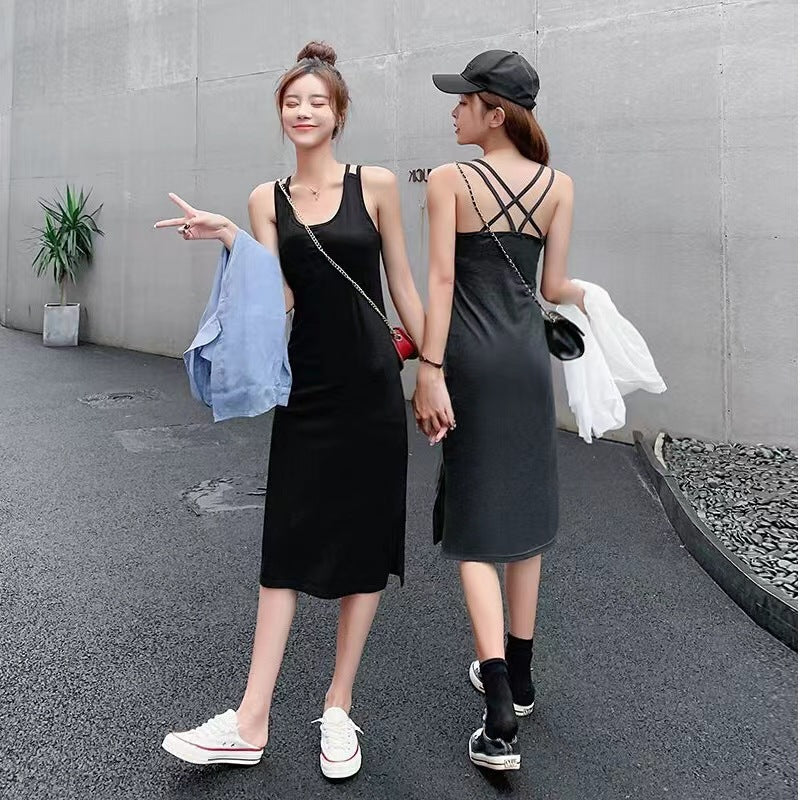Chic Camisole Base Layer Little Black Dress, Sexy Backless
