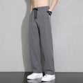 ice silk pants men's summer loose tight waist casual trousers men's straight drape sports pants drap