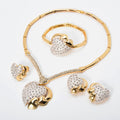 Luxury Full Diamond Heart Earrings Necklace Bracelet Set Ring Set EU/US Import Fashionable Elegant Rhinestone Wedding Jewelry