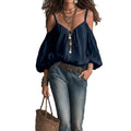 Vacation Slimming Puff Sleeve Off-Shoulder Loose Shirt + Camisole