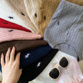 Women's Fall-Winter Retro Embroidered Knit Long Sleeve Crew Neck Sweater + Cardigan + - White
