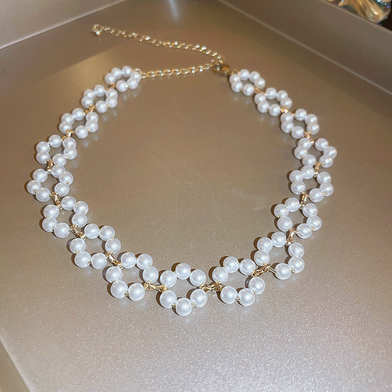 French Zircon Teardrop Pearl Necklace - view 6