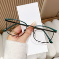 New Light-Changing Metal Half Brow Frame Glasses Formal Frame Anti-Blue Retro Frame Trendy Men Si Pattern Plano