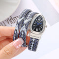 2025 New Cross-Border Bestseller Snake Bangle Rhinestone Snake Shape Dial Women Quartz Watch Personality Watch Wholesale
