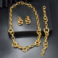 Western Jewelry Set Geometric Round Band Mutual Clasp Pair Band Necklace Bracelet Set Earrings Set Women Fashionable Versatile