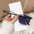 New Light-Changing Metal Half Brow Frame Glasses Formal Frame Anti-Blue Retro Frame Trendy Men Si Pattern Plano