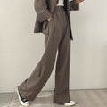 Women's Fall Korean Casual Petite Blazer Set 2026 | 2 Piece Outfit Set - Camel Pants