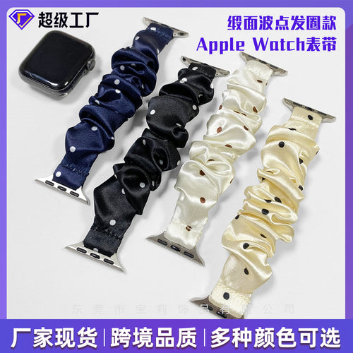 New Satin Polka Dot Hair Tie Style AppleWatch Band Fits Apple Samsung Huawei Xiaomi iwatch