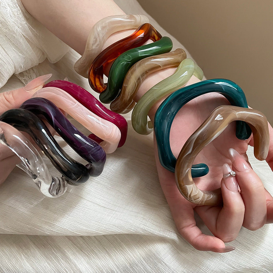 Dopamine Color-Blend Geometric Resin Bangle - view 2