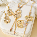 EU/US Import Bestseller Simple Breeze Pair Band Fringe Necklace Bracelet Set Earrings Ring Banquet Women Set