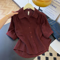Summer Korean Casual Mesh Cotton Half Sleeve Double-Layer Lightweight Shirt
