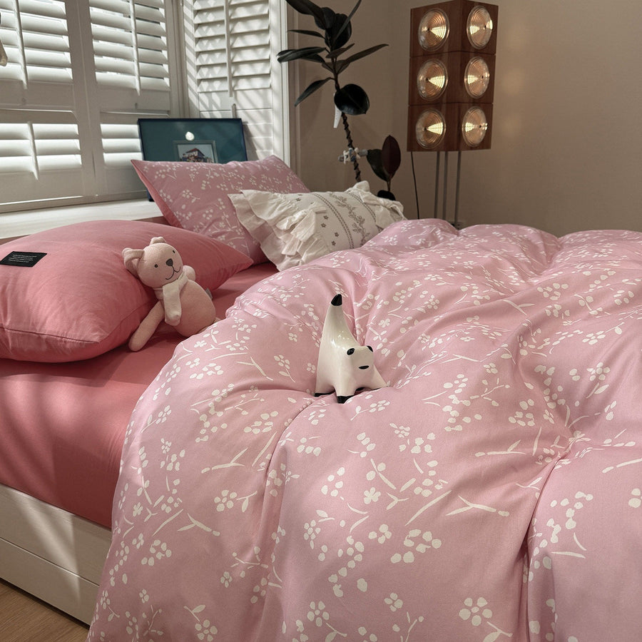 Pink Puppy Floral Print Cotton 4-Piece Bedding Set - view 2