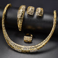 New Arrival 14k Gold Plated Copper Exquisite Necklace Earrings Set Ring Bracelet Set Bride Accessory Set Pendant