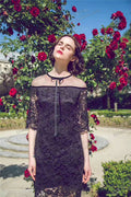 Marie Romantic Lace Off-Shoulder Bow Tie Dress 7390, Clearance