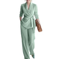 Fall Casual Fashion Tie-Front Pants + Top 2-Piece Set