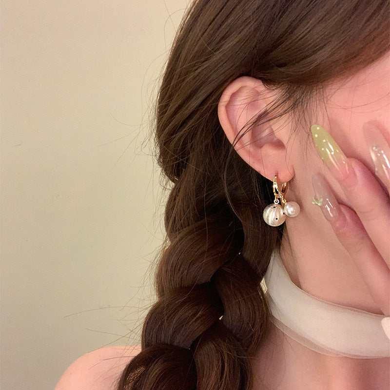 18K Gold-Plated Brushed Metal Polka Dot Hoop Earrings - view 3