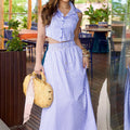 Summer Fashion Striped Fitted Skirt + Top 2-Piece Set