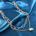Day Korean Hip-Hop Elegant Heart Multi-Layer Chain Necklace Simple Retro Minimal Pendant Influencer Fashionable N6317