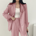 Women's Fall Korean Casual Petite Blazer Set 2026 | 2 Piece Outfit Set - Black Set