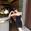 Retro Green Tie Camisole Fitted A-Line Short Dress