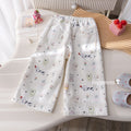 Girls' Cartoon Print Wide-Leg Pants - Fall