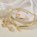 Middle East Heavy-Duty 3 Color Contrast Choker Set Woven String Gold Plated Choker Earrings Bangle Ring Banquet Accessory