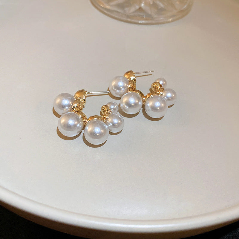 Gold-Plated Rhinestone Cat-Eye Stone Hoop Earrings - view 8