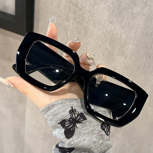 Oversized Square Women Sunglasses 2025 Overseas New Personality Thick Temple Influencer Trendy Street Snap Bare Face Sunglasses