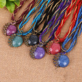 EU/US Import Hot Sale Handmade Beige Bead Bohemian Ethnic Retro Sweater Chain Hole Peacock Gem Pendant Necklace