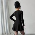 Women's Knit V-Neck Bow Hem Mini Dress